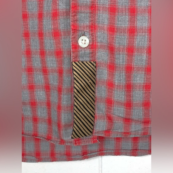 BILLY REID gray red plaid long sleeve button down shirt - Small - Picture 3 of 9
